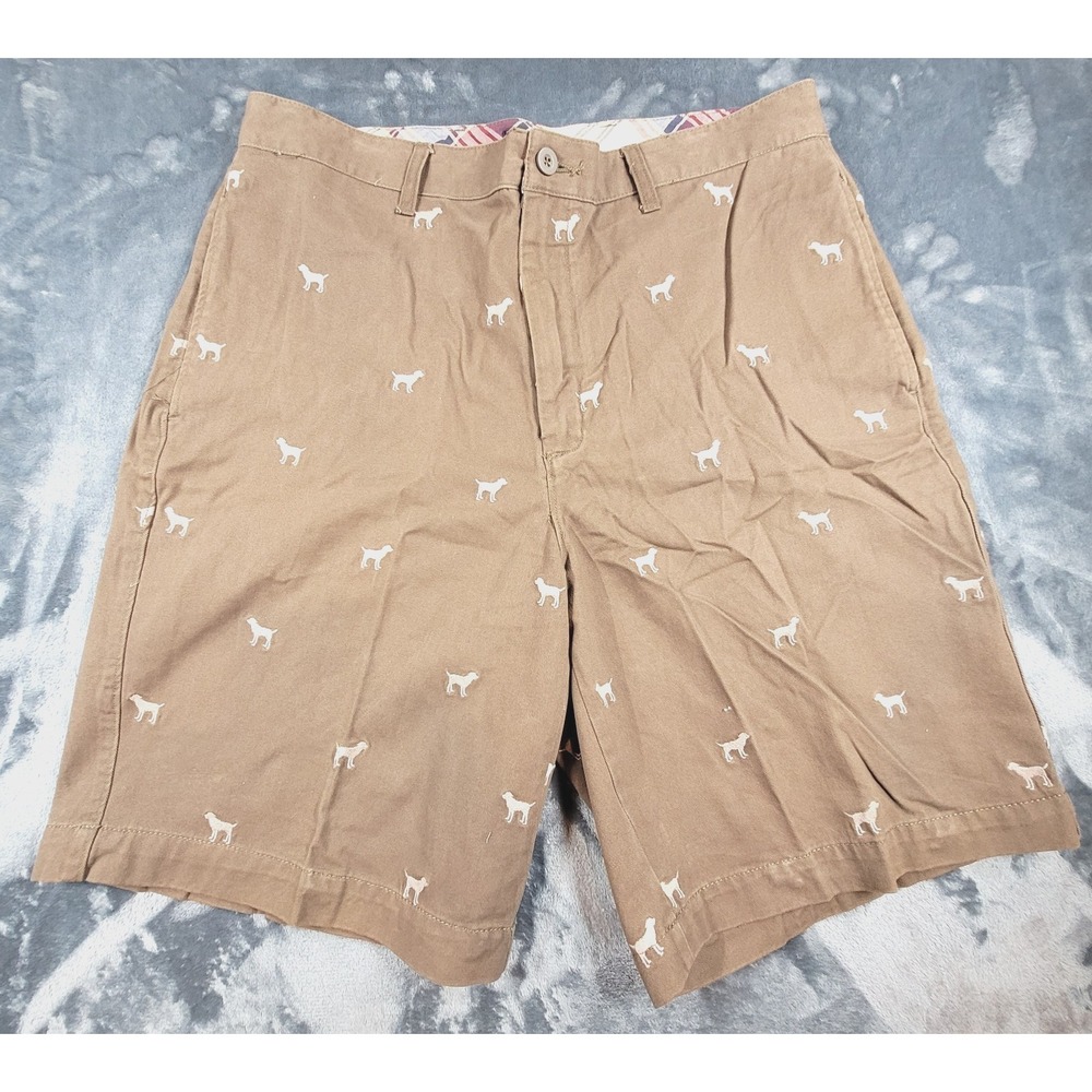 G.H. Bass Mens Brown Embroidered All Over Dog Print 9" Inseam Shorts Size 36